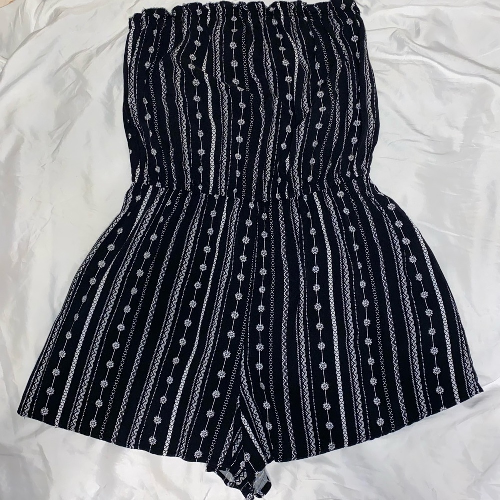H&M Black Romper with White Designs